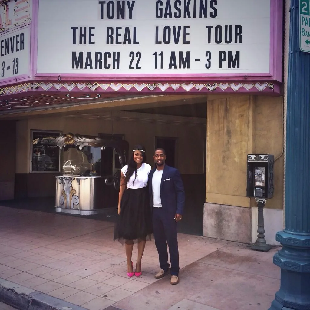 Theatre marquee billing the Tony Gaskins Real Love Tour